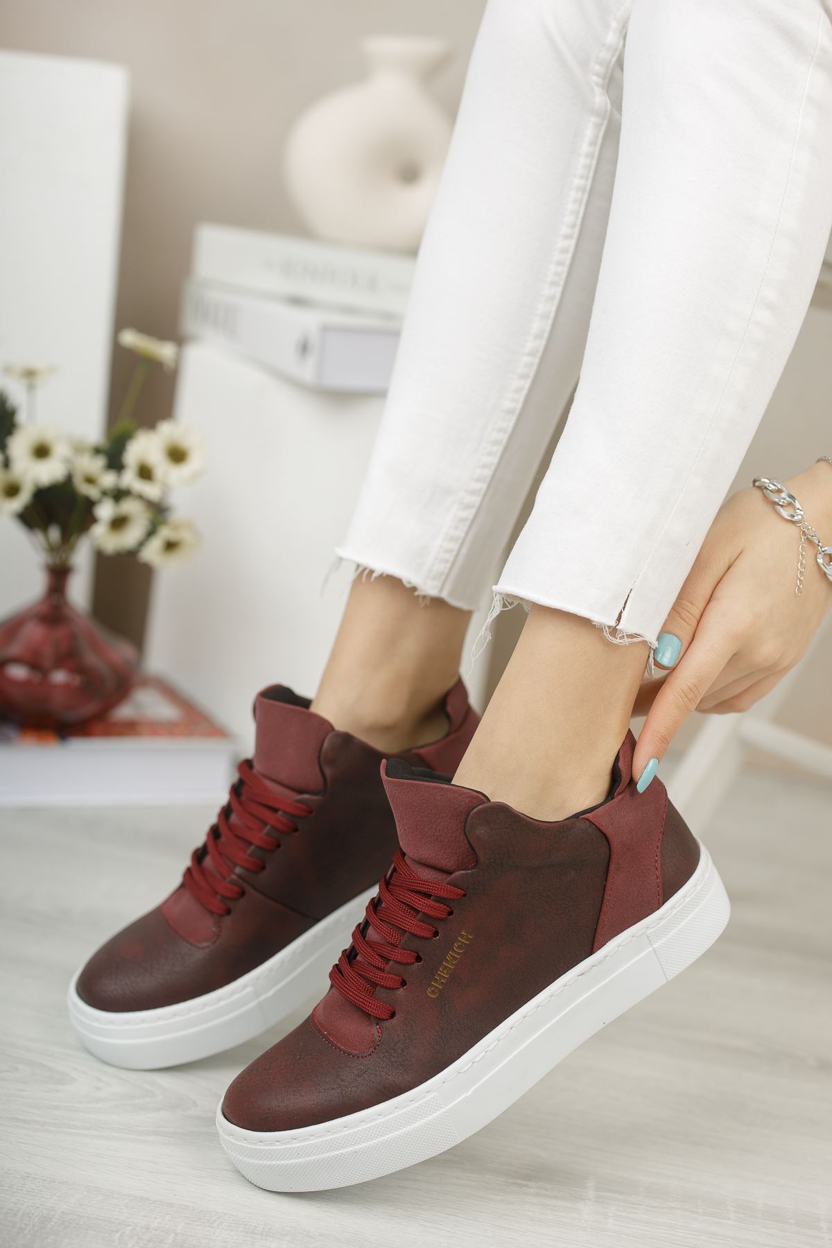 Women's Claret Red Sports Shoes